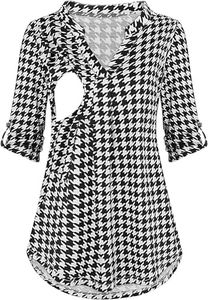 Womens Nursing Top Long Sleeve Breastfeeding Shirt Maternity Work Casual Clothes, Black Striped, Large