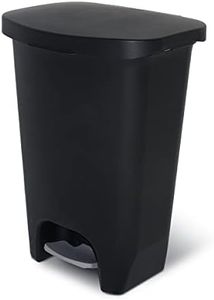 Glad 13 Gallon Trash Can | Plastic Kitchen Waste Bin with Odor Protection of Lid | Hands Free with Step On Foot Pedal and Garbage Bag Rings, Black