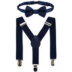 CLOTHERA Suspender and Bow Tie Set for Kids (Navy Blue)