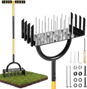 2-in-1 Lawn Aerator, Manual Core Aerator Lawn Tool with 24-Spikes Suitable for Lawn Ventilation, Garden Soil Loosening and Compact Soil Care, Revives Lawn Health