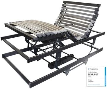 SHOGAZI Pflegebett elektrisch verstellbar, Krankenbett elektrisch verstellbar mit 28 Federleisten aus Buchenholz, 3 Motoren, Größe: 120x200 cm