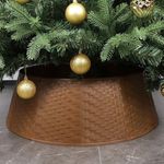 Blissun Christmas Tree Collar, 28.7" D Round Plastic Christmas Tree Ring, Christmas Tree Skirt for Artificial Christmas Trees Decoration (Brown)