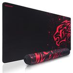 Red Leopard Gaming Mouse Pad Extra Long Large Desk Mat Black Mouspad with Designs XXL Gaming Mouse Mat for Office and Keyboard Smooth Speed Surface Non-Slip Rubber 90×40cm/35.4×15.7in EXCOVIP 14674