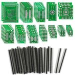 KeeYees 12 Types SMD to DIP Adapter PCB Proto Board Kit SOP8 SOP10 SOP14 SOP16 SOP20 SOP24 SOP28 0402/0603/0805 SMT SOT89/SOT223 TQFP100 QFN32 QFN44/48 with 40pcs 2.54mm Pin Header