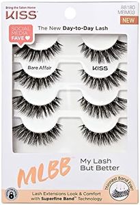 KISS My Lash But Better Fake Eyelashes Multipack – Bare Affair, 4-Pair Pack, Invisible, Lightweight, Reusable, Contact Lens Friendly, Voluminous, Comfortable | 8 Total