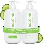 Routine Wellness Anti-Thinning Shampoo and Conditioner Set for Thinning Hair - Biotin DHT Blocker Women & Men - Color Safe Shampoo for Hair Loss & Healthier Growth - Cucumber (Pack of 2)