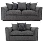 Furnishings For Less UK Byron Dundee Fabric Sofa Suite 3 + 2 Seater Scatter Back Patterned Cushions (3 + 2 Sofa Set)