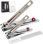 MelodySusie Nail Clippers Set, Ultra Sharp Toenail Clippers with Glass Nail File, 3 in 1 Stainless Steel Nail Clippers for Men Women, Fingernail Clipper Nail Cutter Manicure Set, Champagne