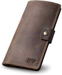 PEGAI Handmade Personalized Leather Checkbook Covers For Personal Checkbook | 100% Distressed Leather Checkbook Cover & Wallet | Business Checkbook Cover | Clark (Chestnut)