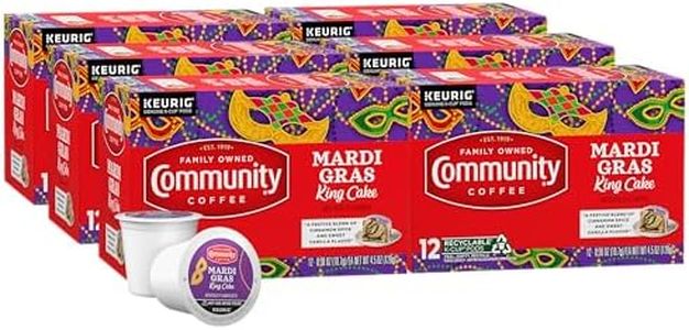 Community Coffee Mardi Gras King Cake Flavored 72 Count Coffee Pods, Medium Roast, Compatible with Keurig 2.0 K-Cup Brewers (12 Count, Pack of 6)