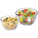 CELLO Ornella Toughened Glass Mixing Bowl | Microwave Safe & Dishwasher Safe | Clear & Non- Porous Glass | Scratch Resistant | Transparent | (500ml, 1000ml), Set of 2