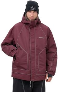 SNOWVERB Mens Snowboard Baggy Snow Night Skiing Jackets Mountain Outdoor Waterproof Snowboard Coats with Hood (US, Alpha, X-Large, Regular, Regular, Burgundy)