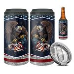 winorax American Flag Can Cooler Tumbler 4-in-1 Eagles America USA Flag Stainless Steel Insulated Coffee Travel Mug 16oz Cup with Lid Veteran Day Fathers Day 4th of July Gifts for Men Women