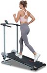 Sunny Health & Fitness Compact & Foldable Treadmill, Non-Slip Surface, Optional Dual Mode Walking/Running Treadmill, Non-Electric Fixed Incline - SF-T1407M