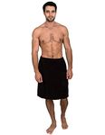 TowelSelections Men's Wrap, Shower & Bath Terry Towel with Snaps - Black - Small/Large