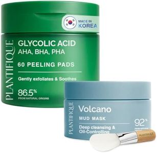 PLANTIFIQUE Korean Glycolic Acid Pads with CICA 60 Pcs and Dead Sea Mud Mask for Face Body Care with Hyaluronic Acid for Women and Men