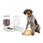 Navaris Water & Food Dispensers for Cats and Dogs - 3.8L - Automatic Pet Cat and Dog Feeder - Dry Food Dispenser Set of 2 - Grey