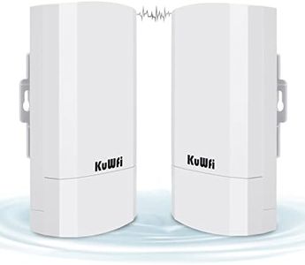 KuWFi 2-Pack 300Mbps Wireless Bridge, Outdoor CPE WiFi Kit Point to Point Wireless Access Point 2.4G Internet Bridge 1KM Transmission Distance Solution for PTP/PTMP(Pre-Program)