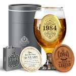 CROWNLY CRYSTAL® 40th Birthday Gifts for Men Beer Gifts for Men 1984 Personalised Beer Glasses Dad Gifts Boyfriend Gifts Uncle Gifts Mens Gift Set Grandad Gifts for Husband Gifts for Brother