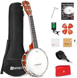 Vangoa Banjolele 23 Inch with Premium Remo Head, Portable Banjo Uke 4 String Banjolele Beginner Kit with Armrest, Concert Mohagony Travel Banjo Ukelele for Kids Children Teens Beginners