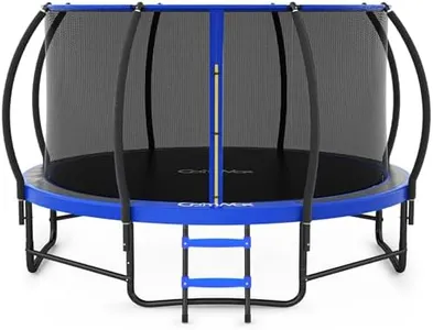 CalmMax 14FT Trampoline with Cover Recreational Trampolines with Ladder - ASTM Approval- Outdoor Trampoline for Kid Adults Blue & Black