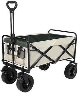 Collapsible Folding Wagon Cart, Portable Large Capacity Garden Cart with Wheels, Heavy Duty Utility Beach Cart Grocery Wagon with Adjustable Handle for Garden, Outdoor, Camping, Shopping