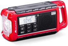 Midland ER200 Multifunctional Portable Wind-Up Radio, Emergency Power Bank 2600mAh and LED Flashlight, Solar, Hand Crank and USB AM/FM Radio - 1 Emergency Radio, Rechargeable Batteries and USB Cable