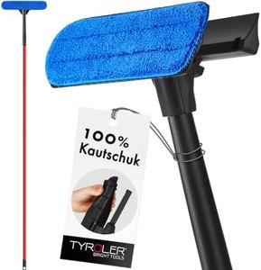 Tyroler 2-in-1 Fensterwischer mit Teleskopstiel | 30-205 cm Teleskopstange Fensterreinigung | 100% Naturkautschuk Teleskop Fensterwischer | 4-teiliger Griff Profi Fensterputzer Teleskop Set
