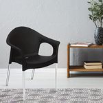 Nilkamal Strong and Durable Novella Chairs Set of 2 | Stainless Steel Leg Chairs | Novella_Black
