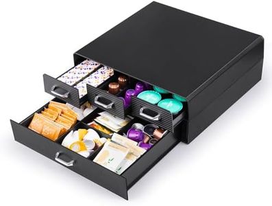 SZQINJI Coffee Pod Organizer 72/96 Pods Coffee Capsule Holder 2-Tier Coffee Pod Storage 4-Drawer Compact, Compatible with Keurig K-cup & Nespresso Capsule