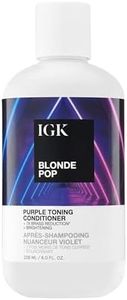 IGK BLONDE POP Purple Toning Conditioner | Hydrates, Brightens + Neutralizes Brass for Blonde & Highlighted Hair | Vegan + Cruelty Free | 8oz