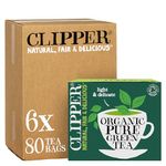 Clipper Organic Fairtrade Pure Green 80 Tea bags (Pack of 6, Total 480 Teabags)