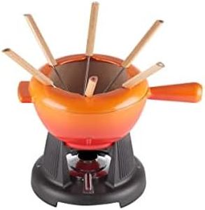 Le Creuset Service à Fondue en Fonte Émaillée avec manche en fonte, 2 L, Volcanique, 60020000902460