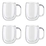 ZWILLING Sorrento Plus 4-pc Double Wall Glass, Insulated Coffee Mug, Clear