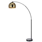 Teamson Home Arquer 170cm Arc Floor Lamp for Living Rooms, Home Offices, Dining Rooms, Bedrooms with Faux Black Marble Base and Gold Bell Shade