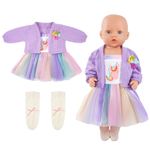 Aolso Baby Doll Clothes for 14-18 Inch Inch Doll 35-45 cm Baby Doll, New Doll Clothes Outfits, Unicorn Purple Dress with 1 Coat hanger, New Born Baby Dolls Girls Birthday