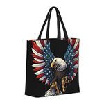 DENMER American Eagle Flag Feminine aesthetic tote bag, school office beach lunch travel and shopping grocery bag (multi side).