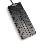 Tripp Lite 12 Outlet Surge Protector Power Strip, 8ft Cord, Right-Angle Plug, Tel/Modem/Coax/Ethernet Protection, RJ11, RJ45, 250,000 INSURANCE (TLP1208SAT)