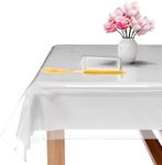 XFasten Plastic Table Cover Transparent 54 x 108 Inch Waterproof, Stain-Proof Vinyl Clear Plastic Tablecloth Protector Non-Yellowing Clear Table Cover Protector for Dining Room Rectangle Table