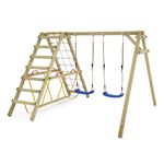 WICKEY Wooden swing set Smart Hike with Climbing extension Children's swing - Blue Seats