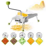 IBILI Rotary Cheese Grater 5 in 1 with Hand Crank, Mandoline Slicer for Kitchen, Cheese Shredder, Made in Spain, Includes 5 Stainless Steel Interchangeable Discs, (Discs Dishwasher Safe)