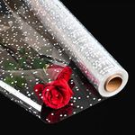 Giiffu Clear Cellophane Wrap Roll 34''x148Ft, 3 Mil Thick Clear Wrap Cellophane Wrapping Paper, Cellophane Wrap for Christmas Halloween Gifts Baskets, Flowers, Arts & Crafts Packaging (White Dot)