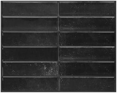 Greymond Peel and Stick Subway Tile Backsplash - 10 Pack Marble Self Adhesive Wall Tiles 11.42'' x 9'' for Kitchen, Bathroom (Black)