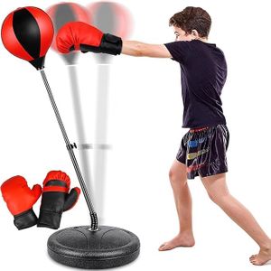 Cozy Kids Boxing Punching Ball Set – Adjustable Height, Free-Standing with Gloves – Perfect for Boys and Girls Ages 3-10 for Home Game, Training, and Fun | Junior Boxing Set