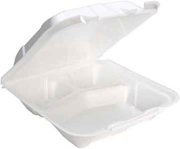Pactiv YTD19903 Foam Hinged Lid Containers, White, 9 x 9 x 3-1/4, 3-Compartment (Case of 150)