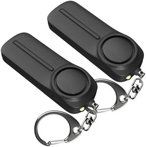 WETEN Safety Siren Keychain Loud Alarm for Women Protection – 2 Pack Self Defense Safesound Personal Alert Device with LED Light – 130 dB Emergency Security Handheld Whistle Key Chain by (Black&Black)