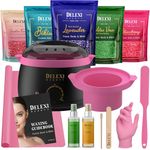 DELEXI Premium Waxing Kit for Men and Women | Silicone Wax Kit Accessories + Salon Quality 5-Pack Hard Wax Beads For Brows, Bikini, Legs, & More