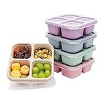 Luriseminger 5 Pack Bento Lunch Box,4 Compartment Snack Containers,Divided Snack Box,Meal Prep Lunch Containers FOR Kids/Toddle/Adults,Food Storage Containers for School, Work and Travel