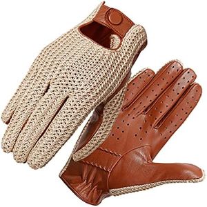 WENCHUAN Men Knitted Goatskin Touch Screen Gloves for Daily Motorcycling Driving