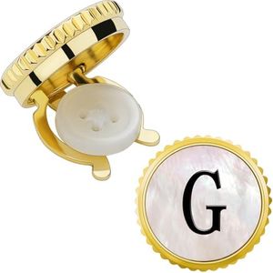 Tuxedo Button Covers for Mens Dress Shirts, Initial Tux Button Cover Cufflinks Personality Mother of Pearl Cuff Links on Birthday Wedding Bussiness